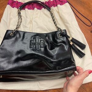 Tory Burch Black Leather Shoulder  Bag